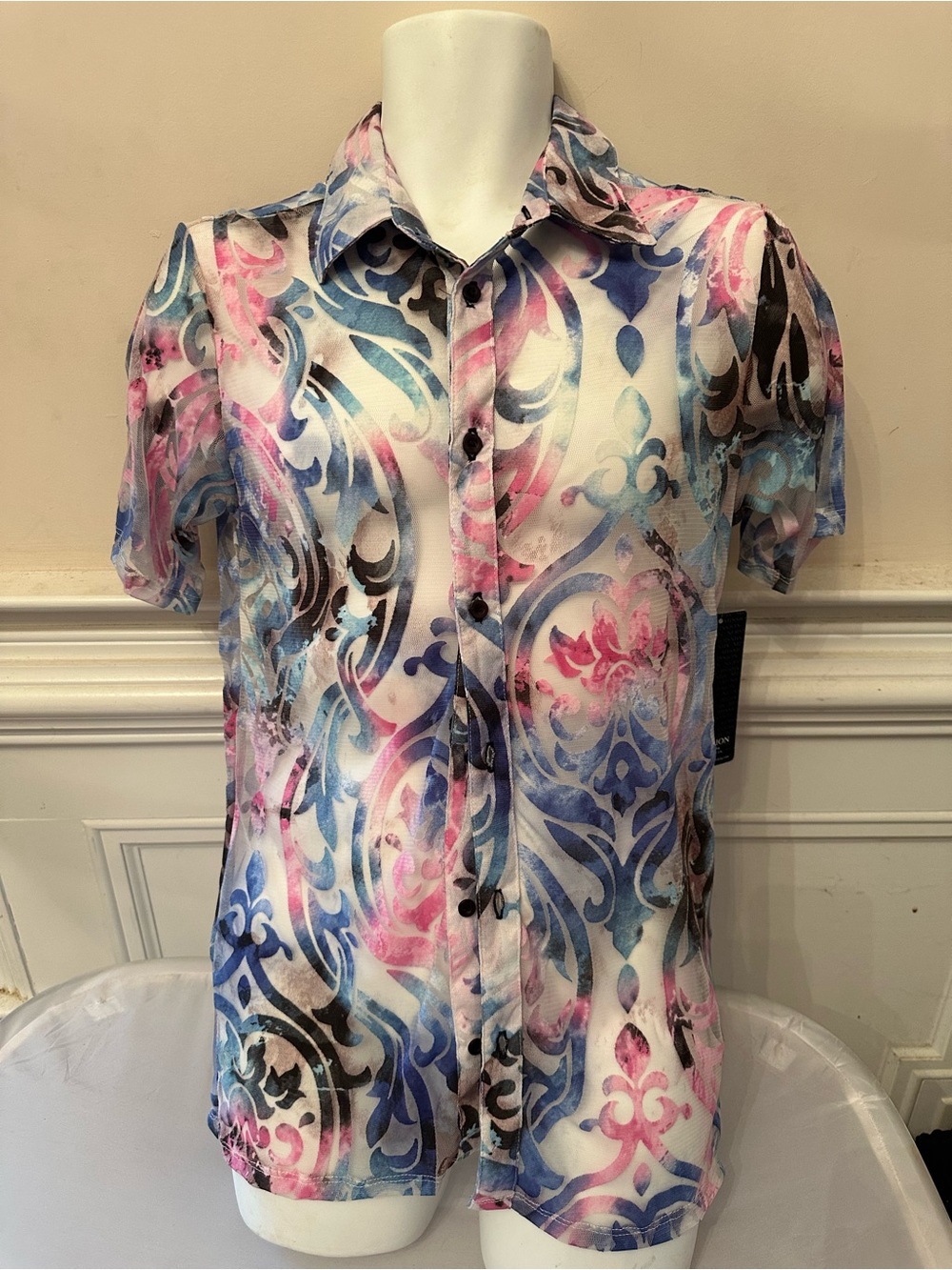 Purple Button Down See Thru Shirt